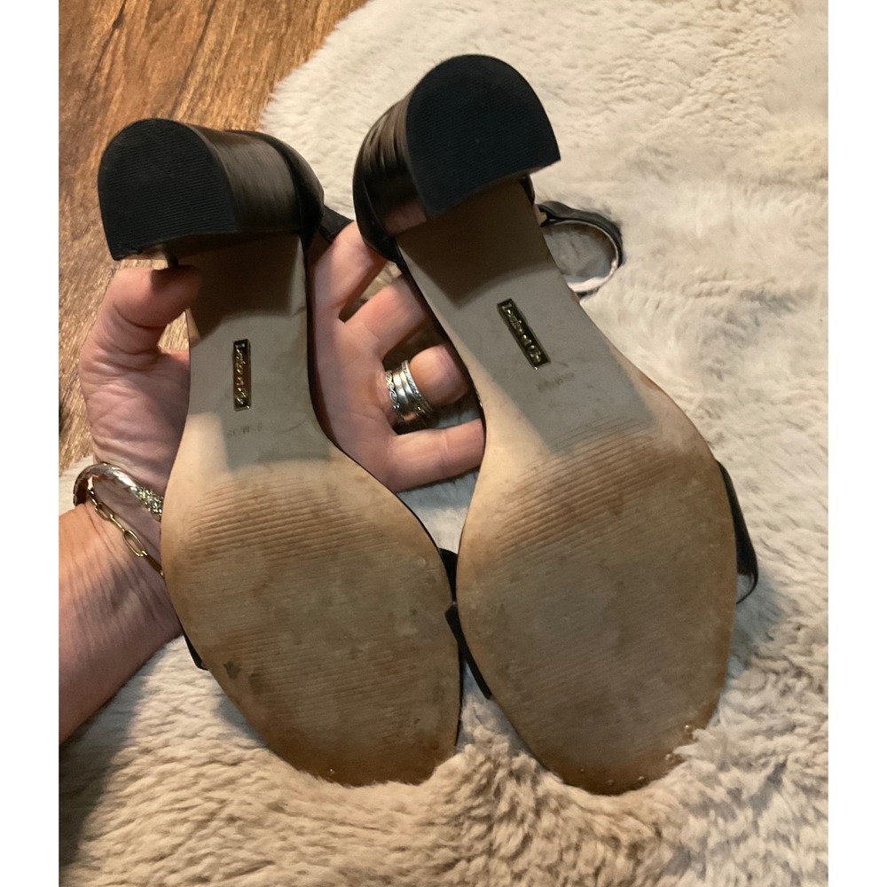 Louise et Cie Size 39 8.5 Black Open Toe Heels Ankle Strap Block  Strappy Lo-Kai - Picture 5 of 9